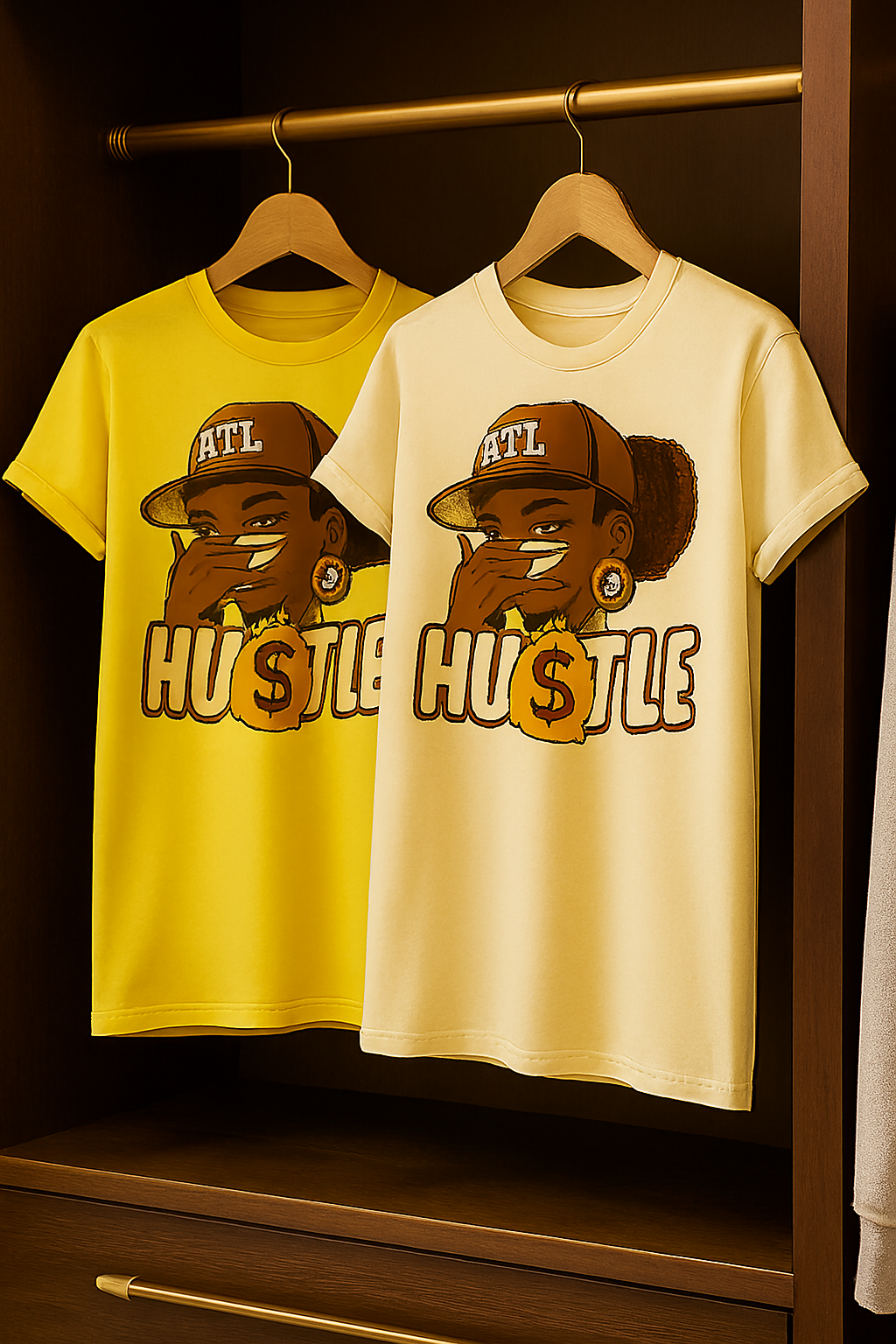 Baddie Hu$tle Tee – Cream & Lemon Drop Edition