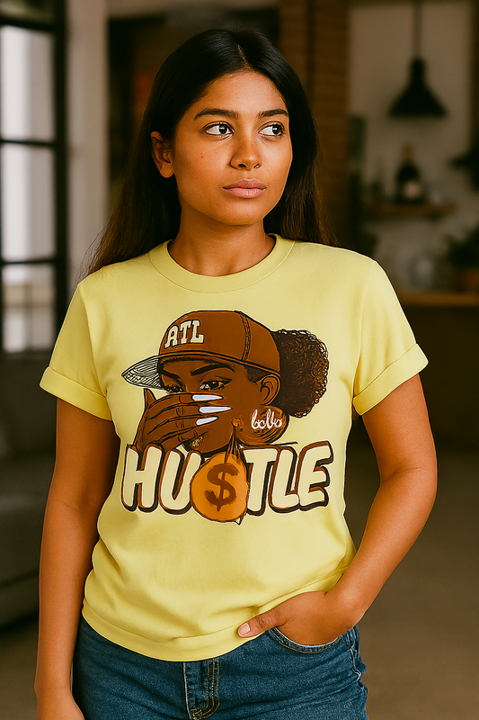 Baddie Hu$tle Tee – Cream & Lemon Drop Edition